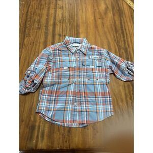 Columbia Kids Plaid Vented PFG Button Size XXS Short Sleeve Fishing Shirt